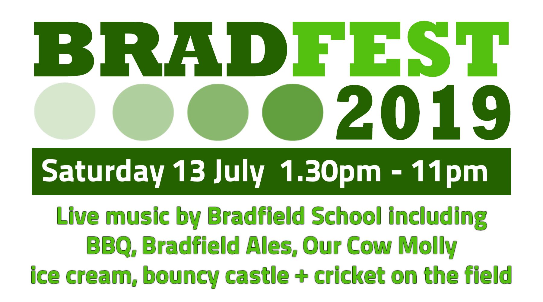 BRADFEST 2019 - Saturday 13th July 2019 - Festival of local music, food and ale in Low Bradfield, Sheffield.