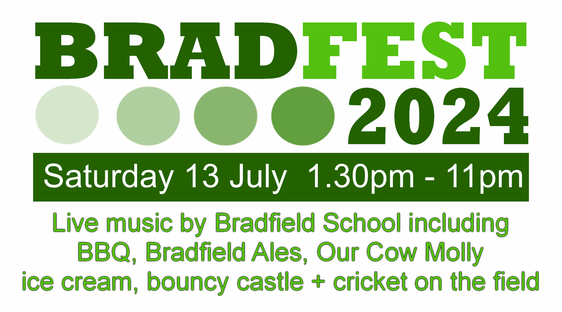 BRADFEST 2024 Saturday 13th July 2024 Festival of local music, food